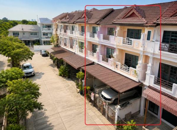 5นอน รถไฟฟ้า MRTสายสีส้ม ราษฎร์พัฒนา 1.2กม. มิสทีน รร.เตรียมอุดมศึกษาน้อมเกล้า ลด60% ทาวน์โฮม 3 ชั้น  สนามบินสุวรรณภูมิ 23 ตร.ว. 253 ตร.ม.